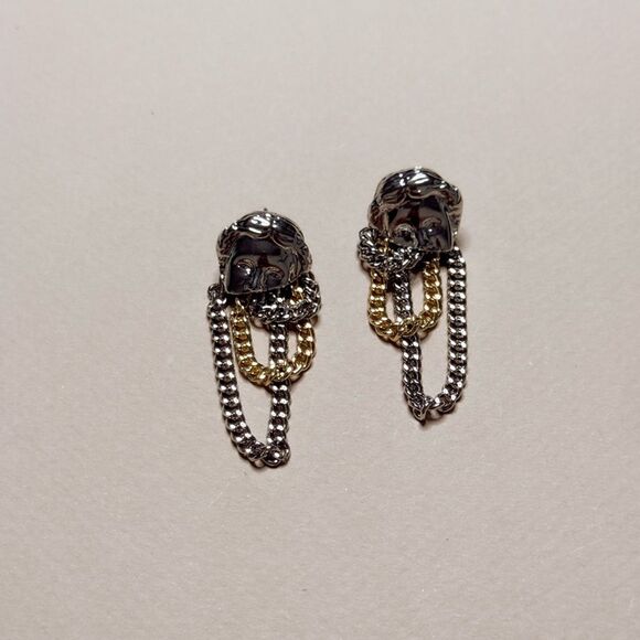 Chain Face Earrings S1030 - Picture 3 of 4